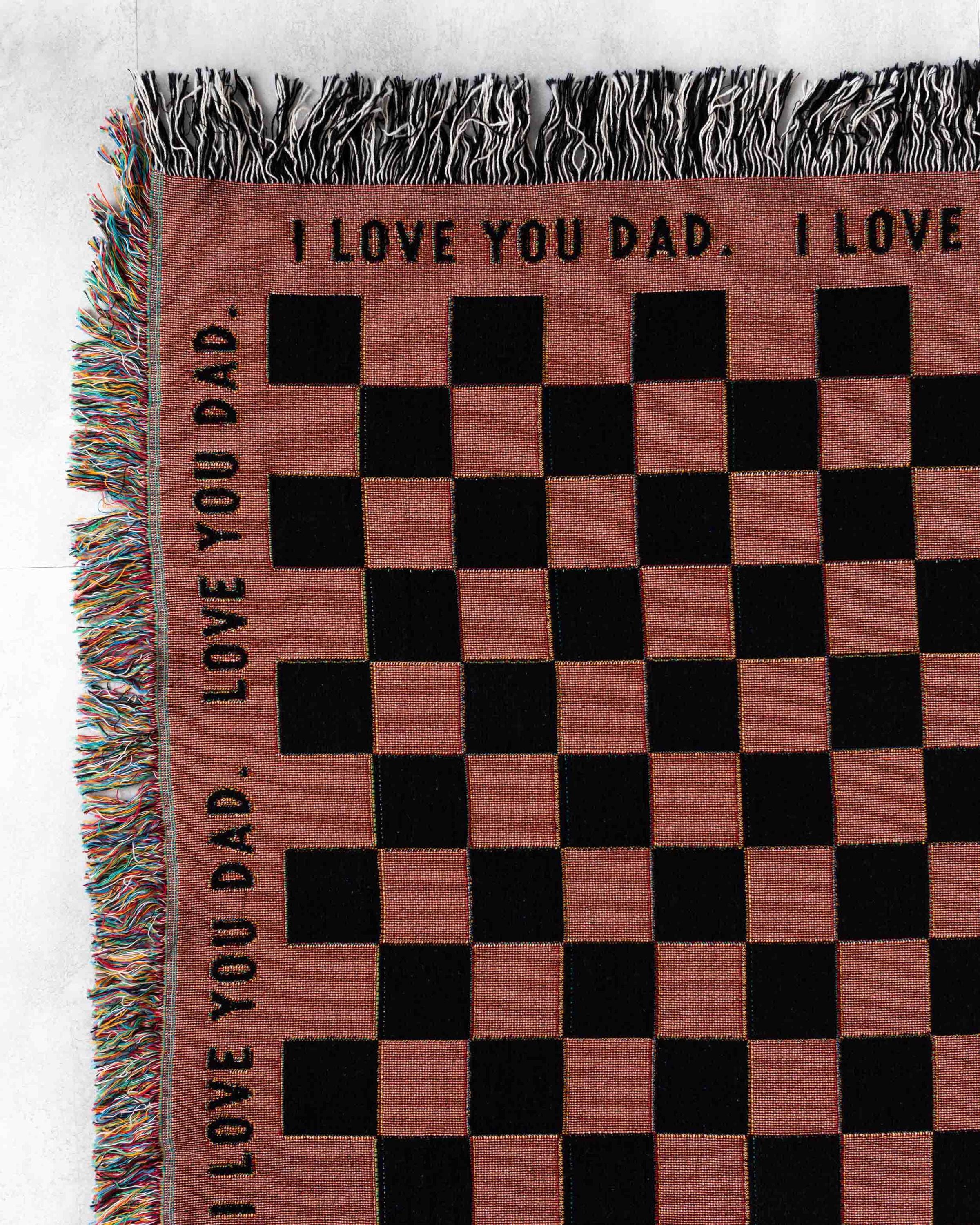 Gift for Dad Blanket: Fathers Day Present from Kids, Checkered Woven Throw, Unique Thoughtful Birthday, Personalized, Grandpa Grandparent