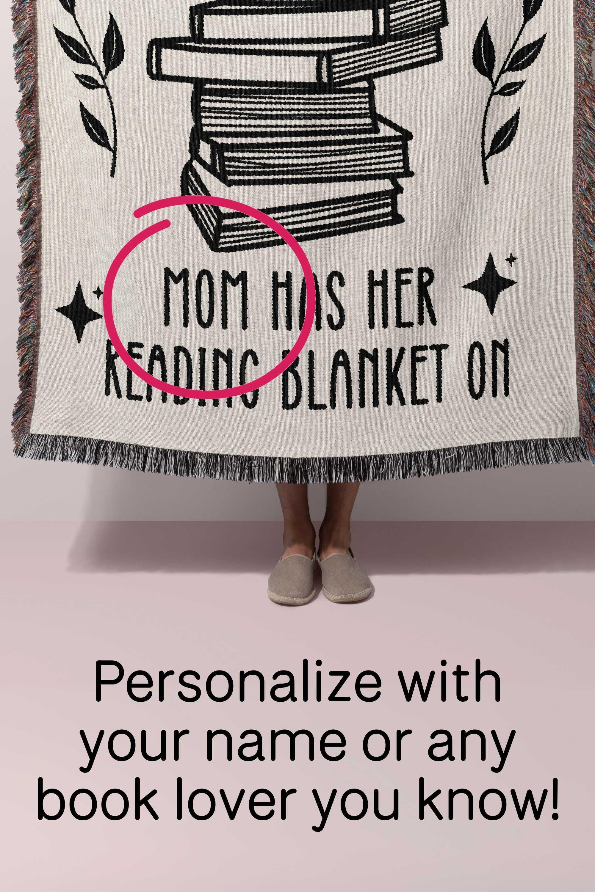 Bookish Blanket, Custom Mother's Day Gift Book Lovers Woven Blanket, Cozy Gift Idea for Mom Bookworm Throw Reading Nook Decor Book Club