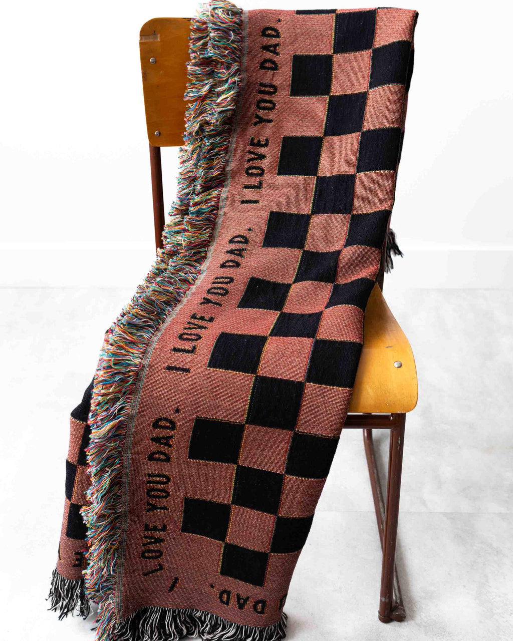 Gift for Dad Blanket: Fathers Day Present from Kids, Checkered Woven Throw, Unique Thoughtful Birthday, Personalized, Grandpa Grandparent