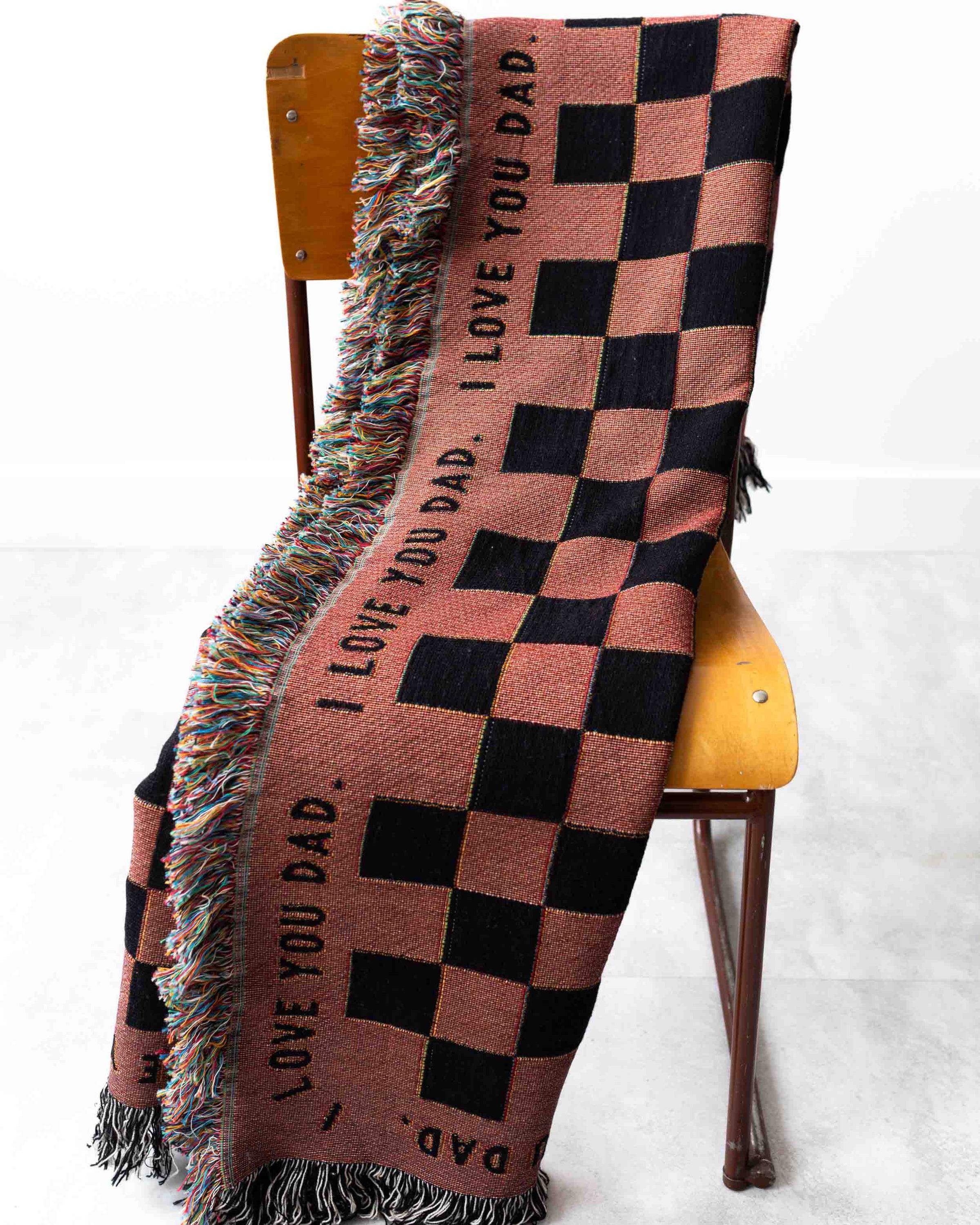 Gift for Dad Blanket: Fathers Day Present from Kids, Checkered Woven Throw, Unique Thoughtful Birthday, Personalized, Grandpa Grandparent