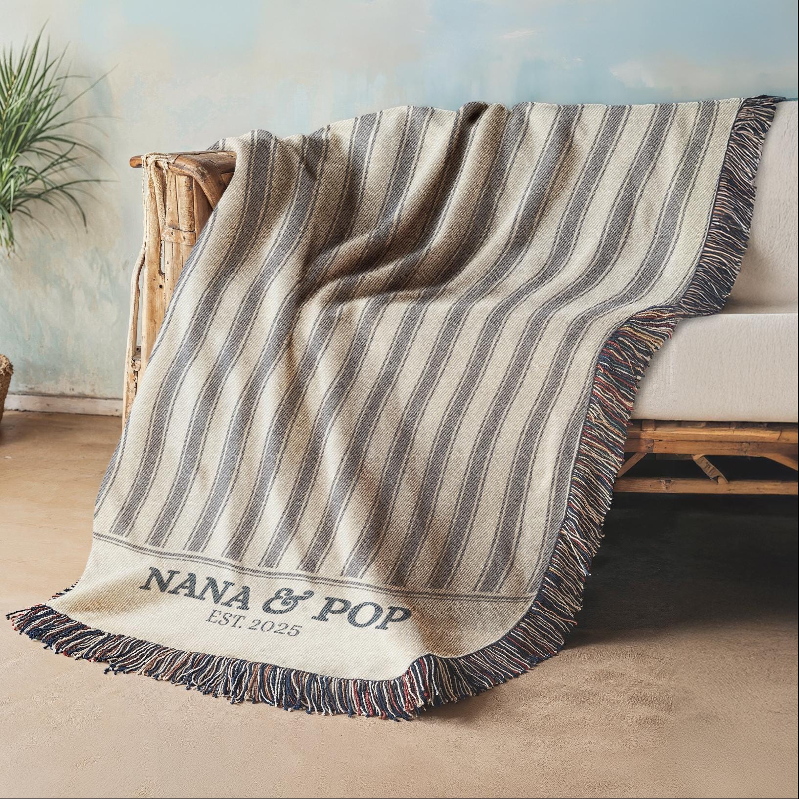 Custom Nana Blanket, Personalized Grandma Gift, Family Name Blanket, Cozy Christmas Throw for Grandparents, Gigi or Grammy Gift, New Granny