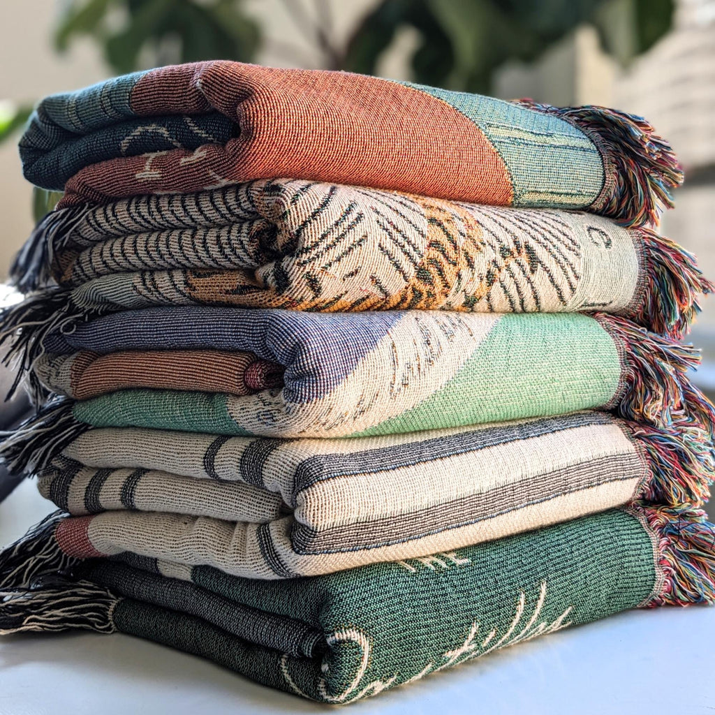 Personalized Woven Throw Blanket | Modern Boho Stripes, Unique Gift for Wedding Engagement Anniversary Keepsake, Family or Couple Last Name