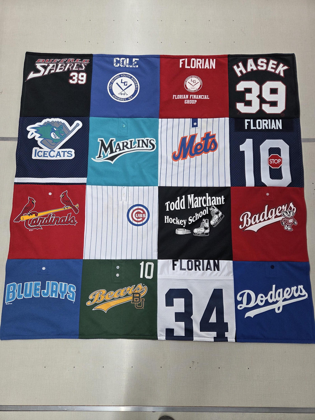 Custom Blankets made from tshirts, sweaters, jerseys and other shirts with Fleece backing