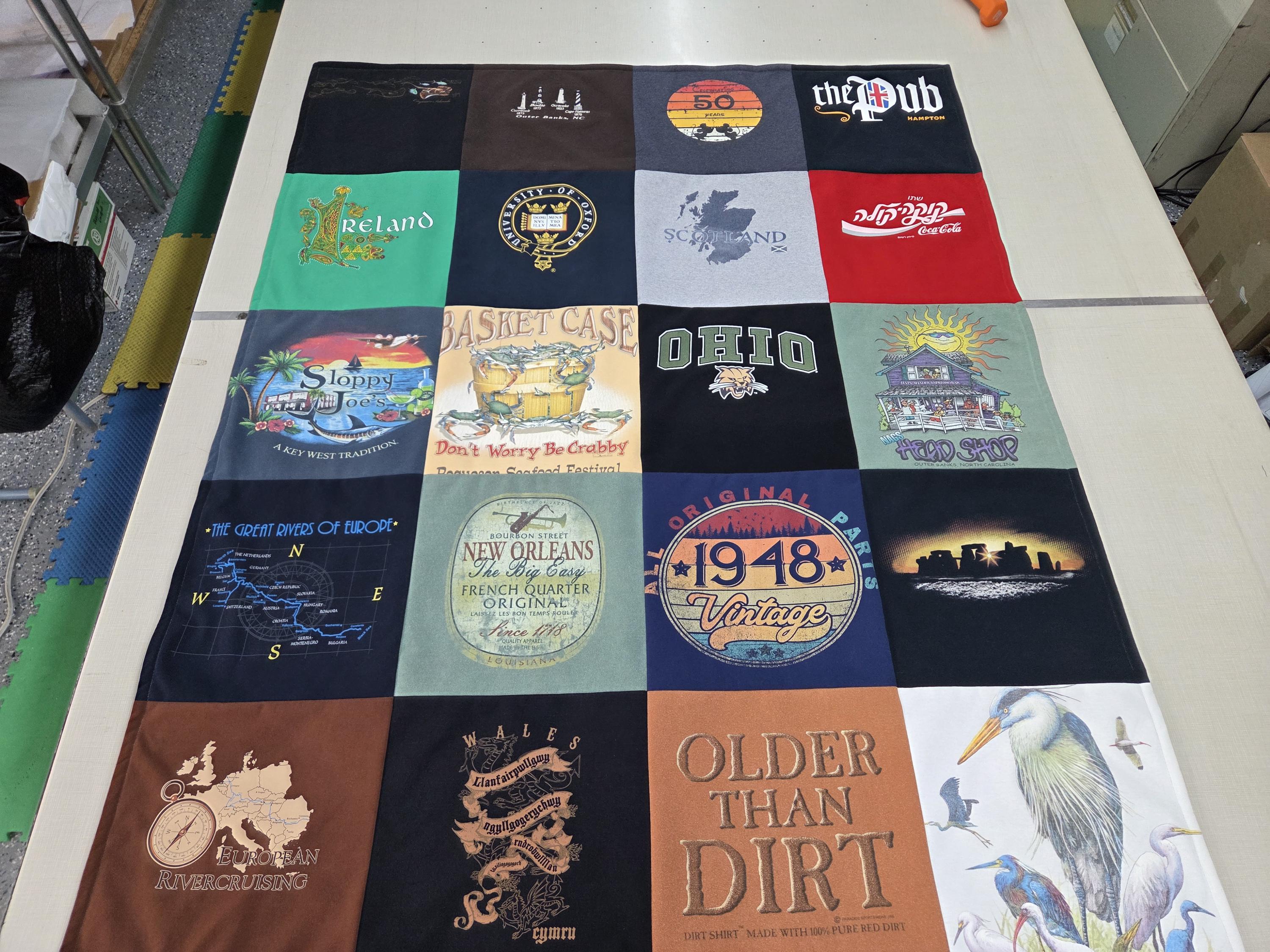 Custom Blankets made from tshirts, sweaters, jerseys and other shirts with Fleece backing