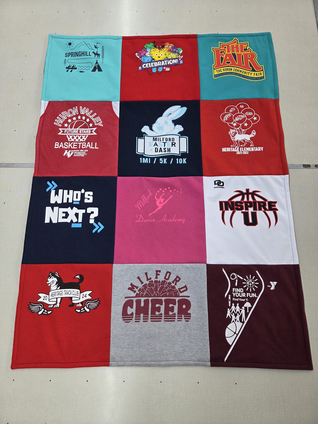 Custom Blankets made from tshirts, sweaters, jerseys and other shirts with Fleece backing