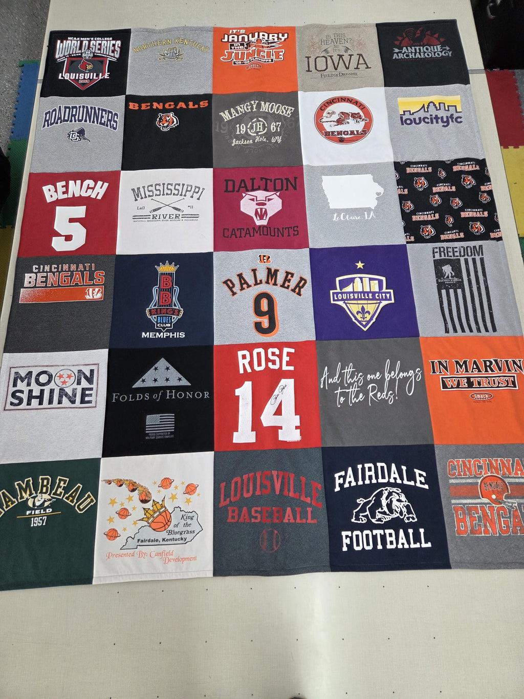 Custom Blankets made from tshirts, sweaters, jerseys and other shirts with Fleece backing