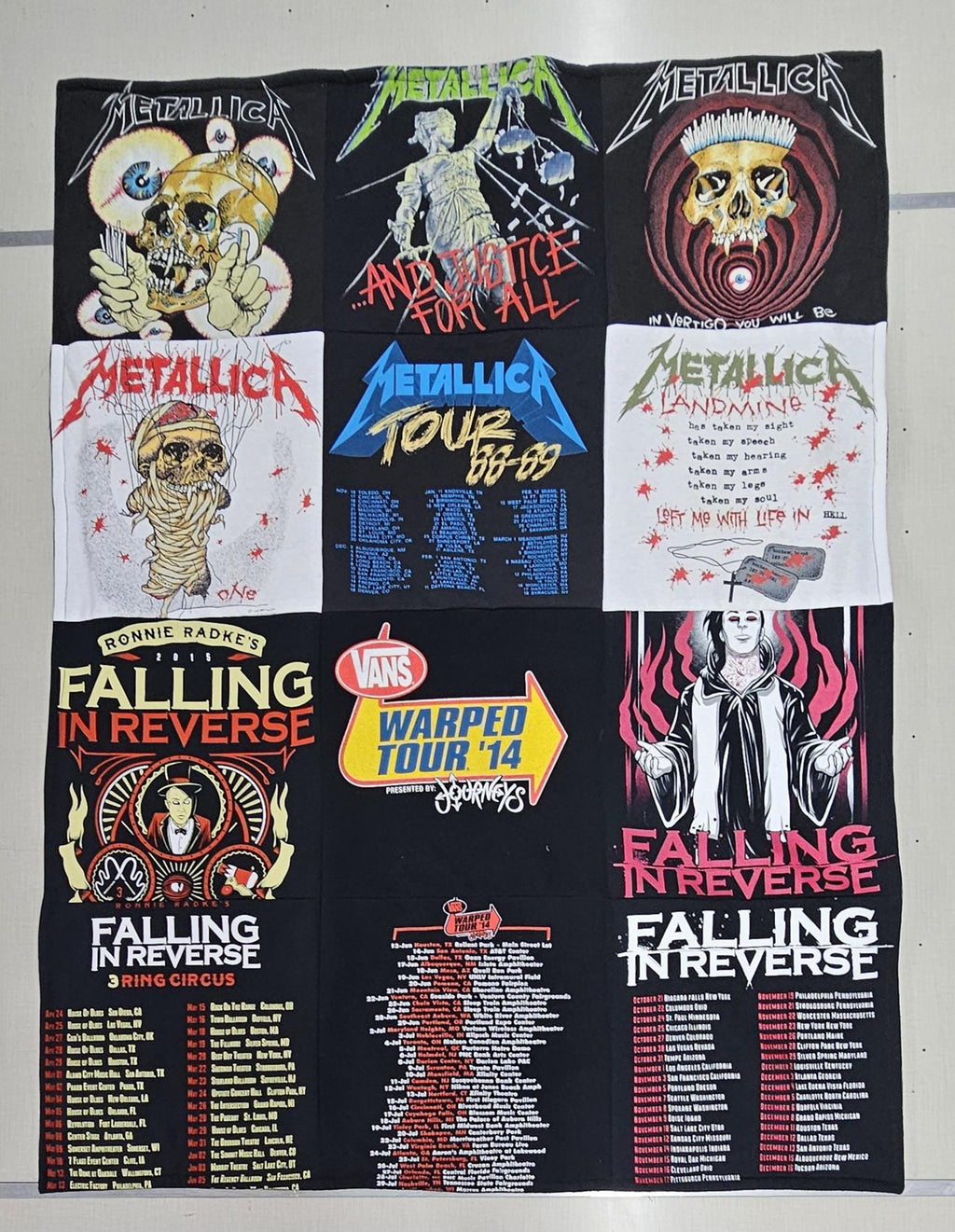 Custom Blankets made from tshirts, sweaters, jerseys and other shirts with Fleece backing