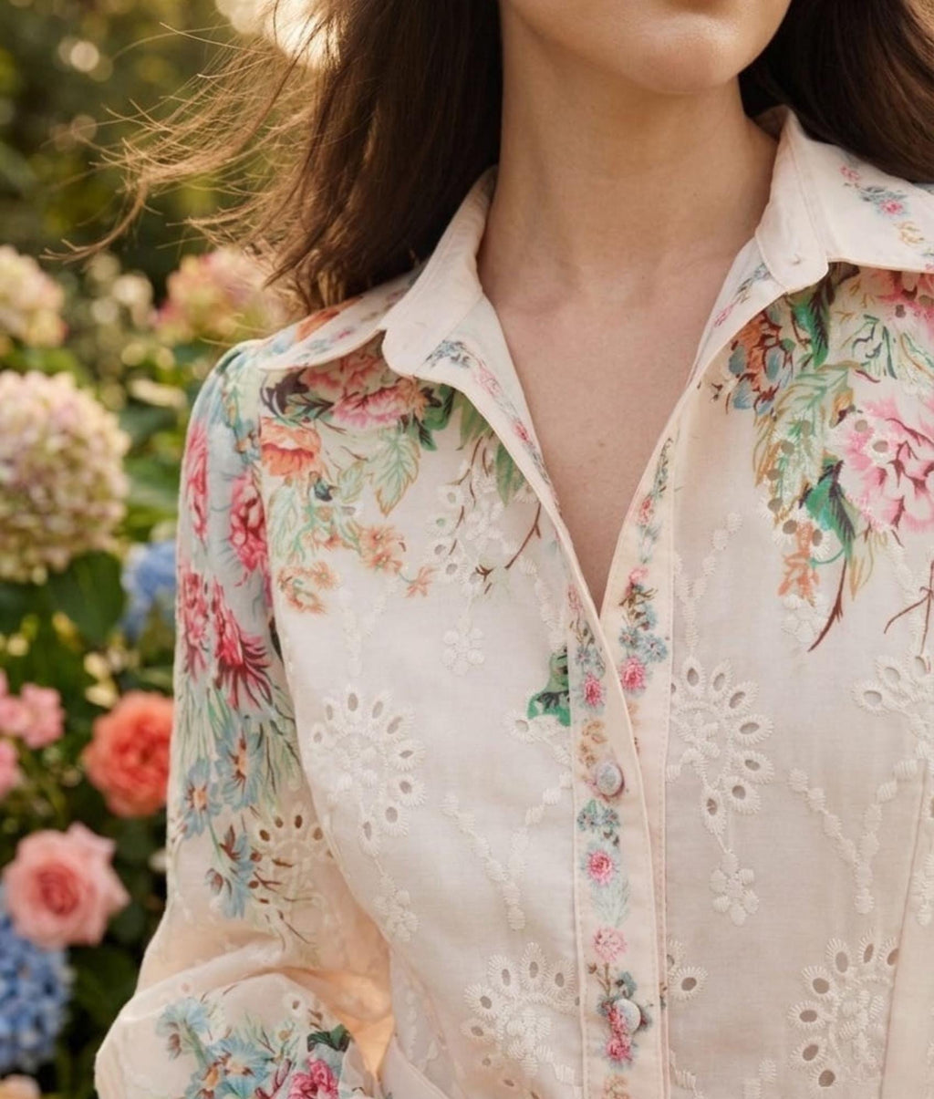 Floral Print Maxi Dress – French Style Button Down, Belted Summer Vacation Outfit
