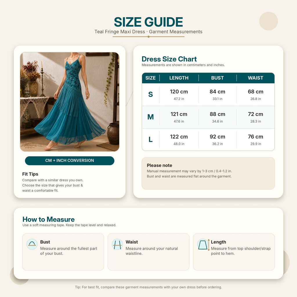 Teal Fringe Maxi Dress, Boho Strappy Summer Dress for Vacation, Wedding Guest, Party and Photoshoot