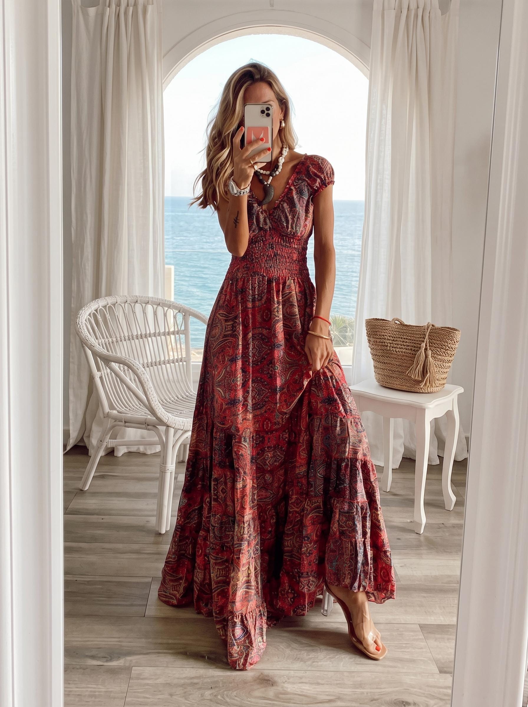 Boho Floral Maxi Dress, V Neck Summer Dress, Flowy High Waist Dress, Plus Size Bohemian Dress, Cottagecore Vacation Outfit