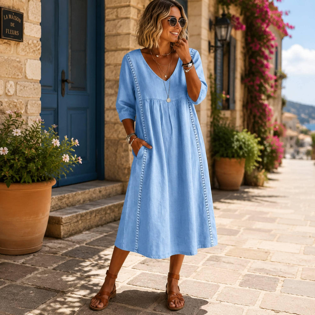 Elegant Flowy Midi Dress | Casual Boho Style | Summer Outfit