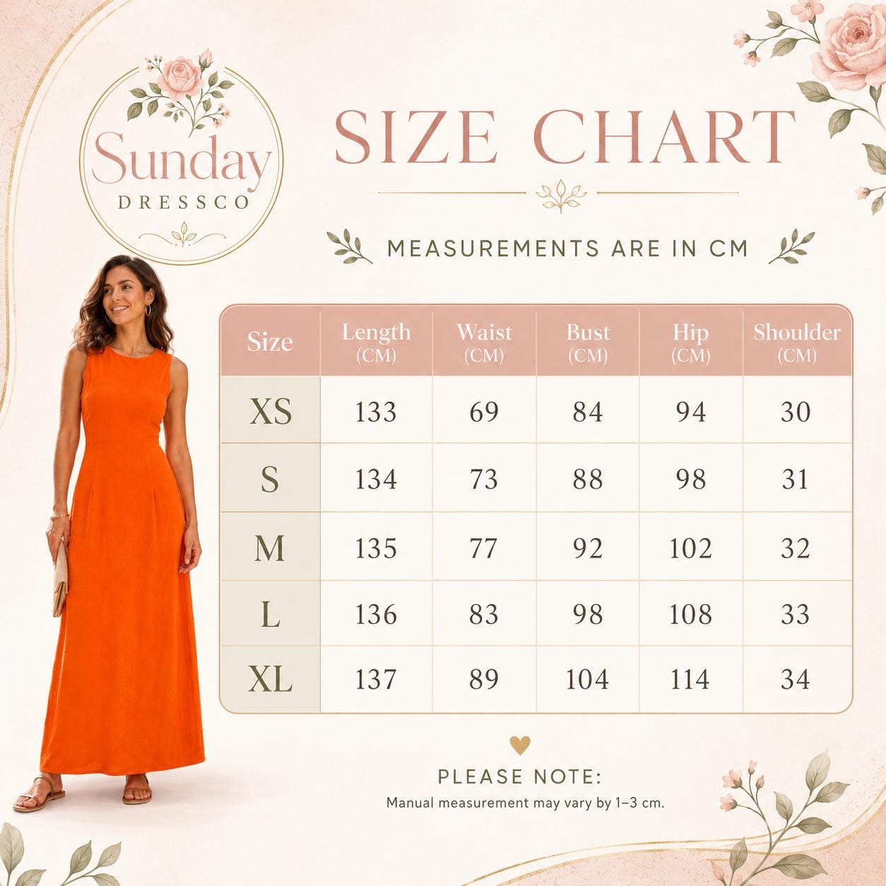 Orange Maxi Dress Sleeveless - Fitted Summer Gown, Women's Clothing, Vacation Wear