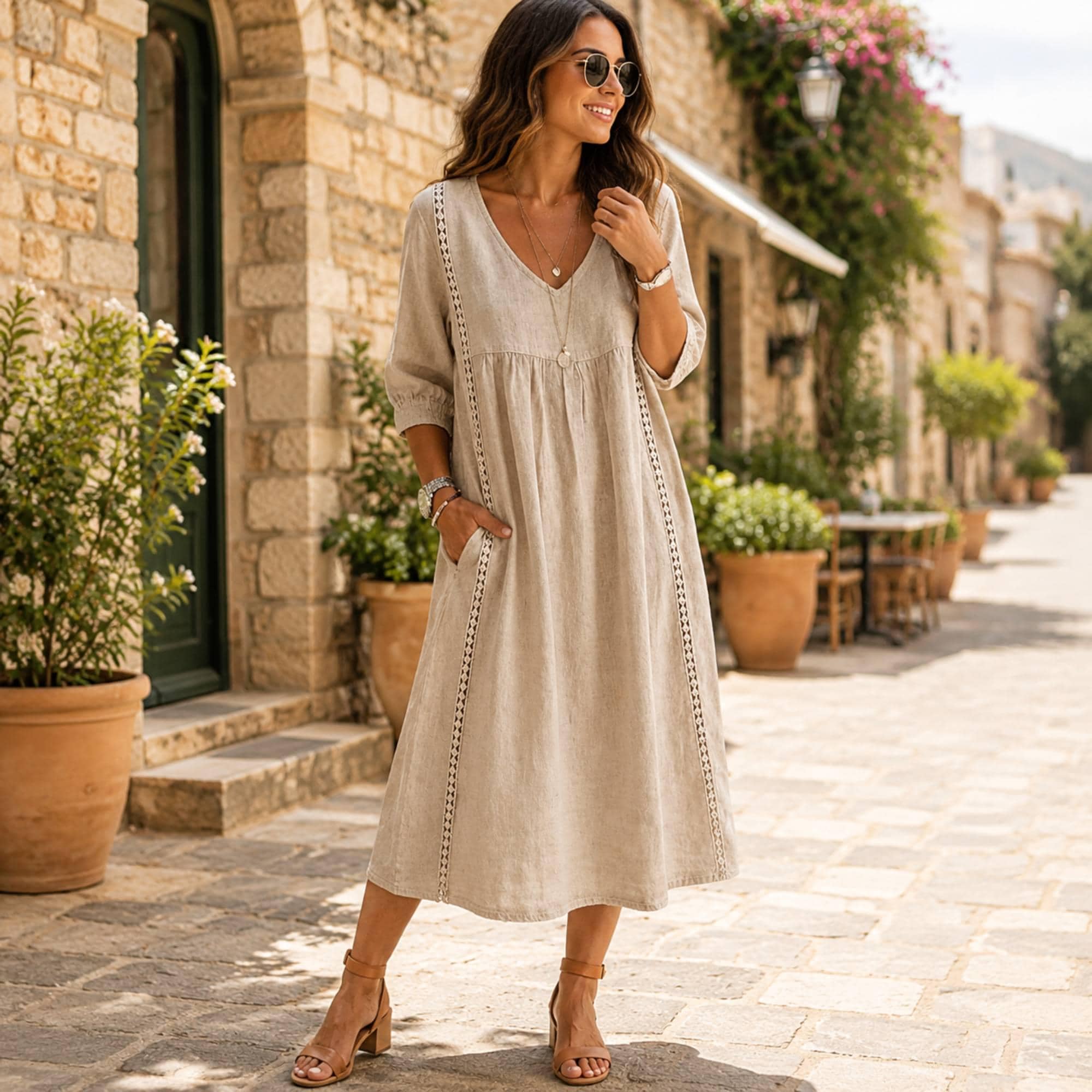 Elegant Flowy Midi Dress | Casual Boho Style | Summer Outfit