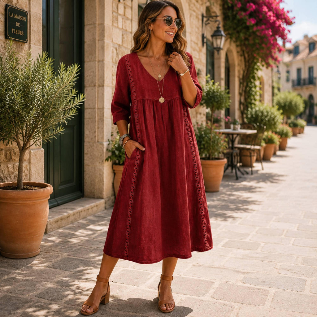 Elegant Flowy Midi Dress | Casual Boho Style | Summer Outfit