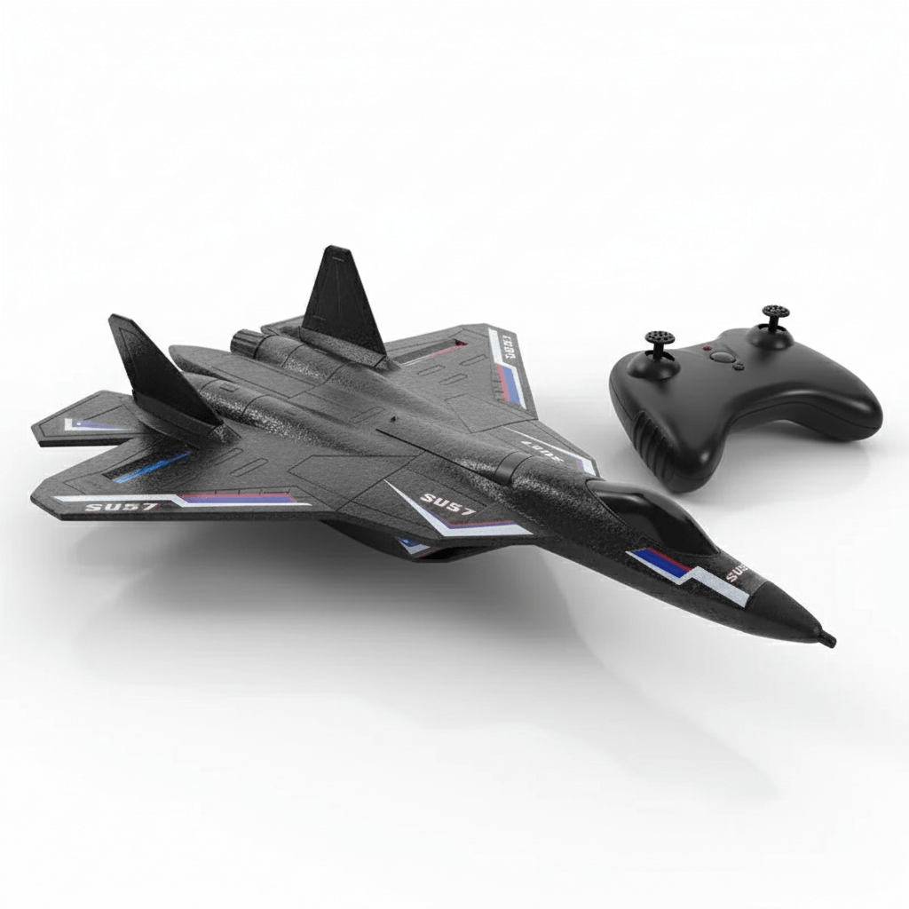 SU57 RC Plane: 2.4G Light-Up Foam Aircraft for Kids - Hand Thrown, Fixed Wing Toy