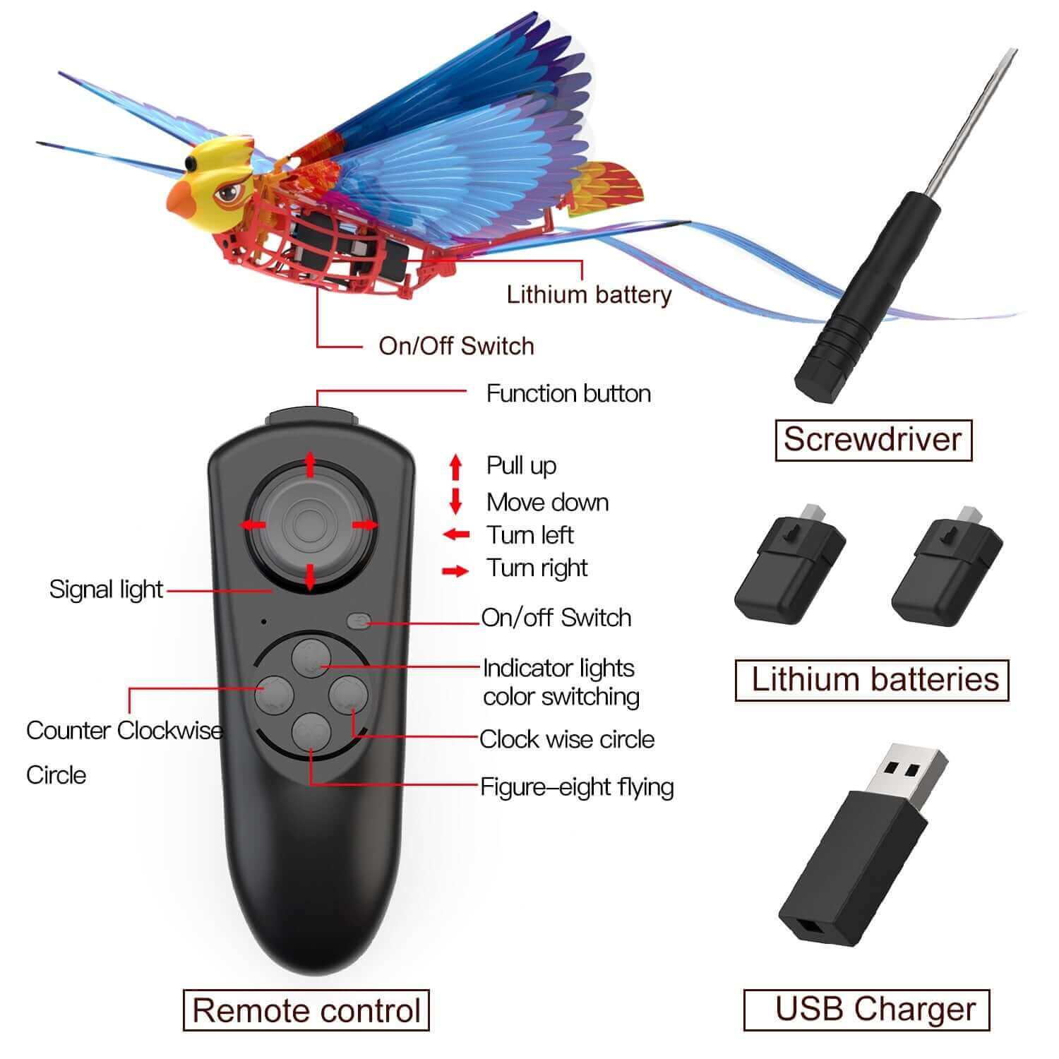 Smart Bionic RC Flying Bird with Flapping Wings