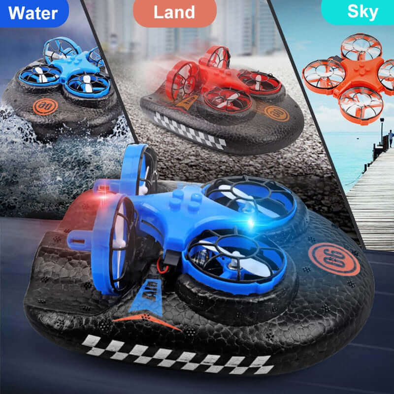 3-in-1 Amphibious RC Hovercraft, Speed Boat & Stunt Car