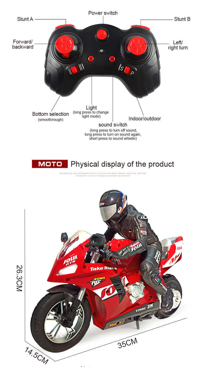HC-802 1:6 RC Stunt Motorcycle with Self-Balancing Control