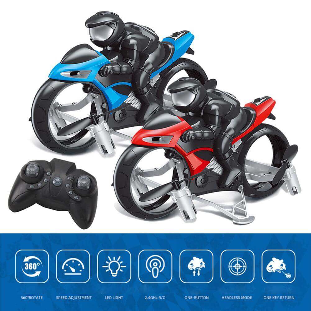 2-in-1 Flying RC Motorcycle Drone with 360° Stunt Rotation