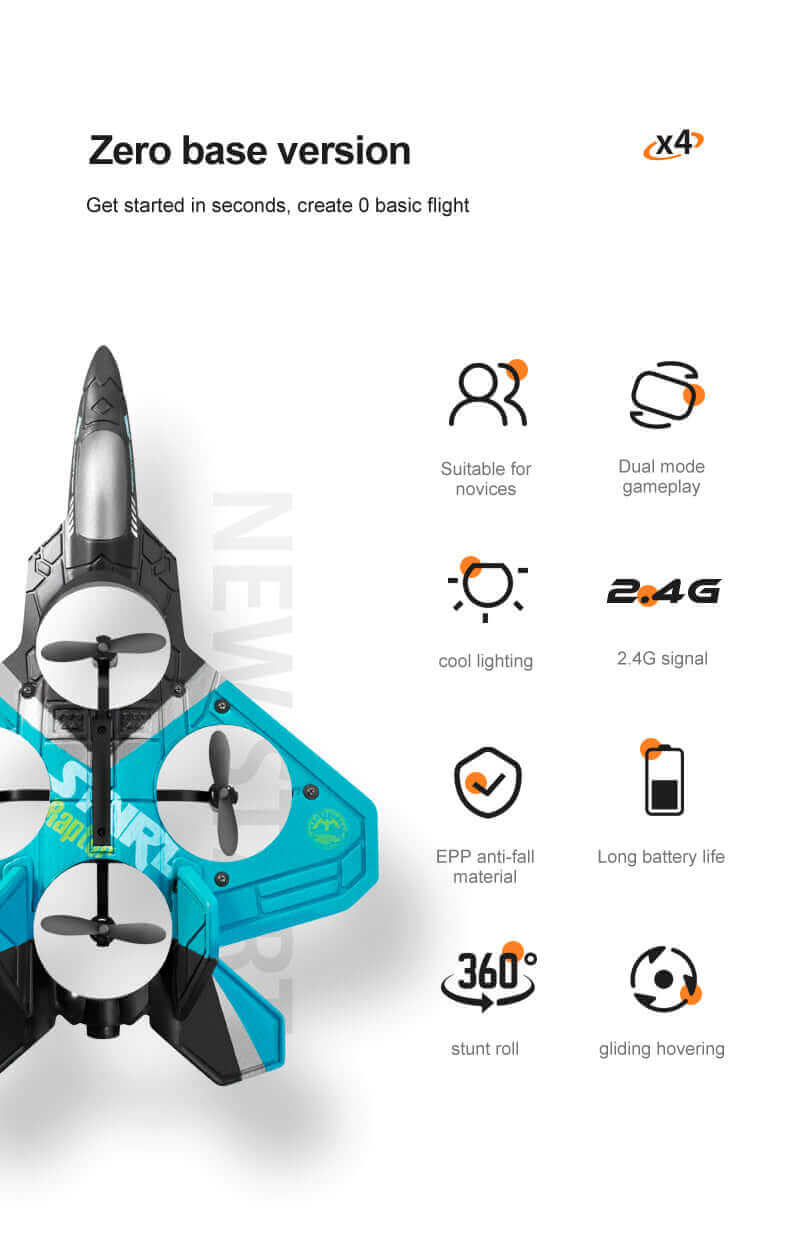 V17 RC Glider Plane with Gravity Sensing and LED Lights