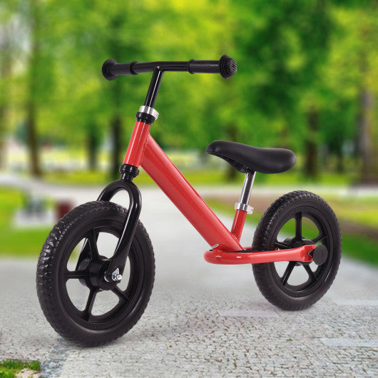 12 Inch Kids No-Pedal Bike with Adjustable Seat-Red