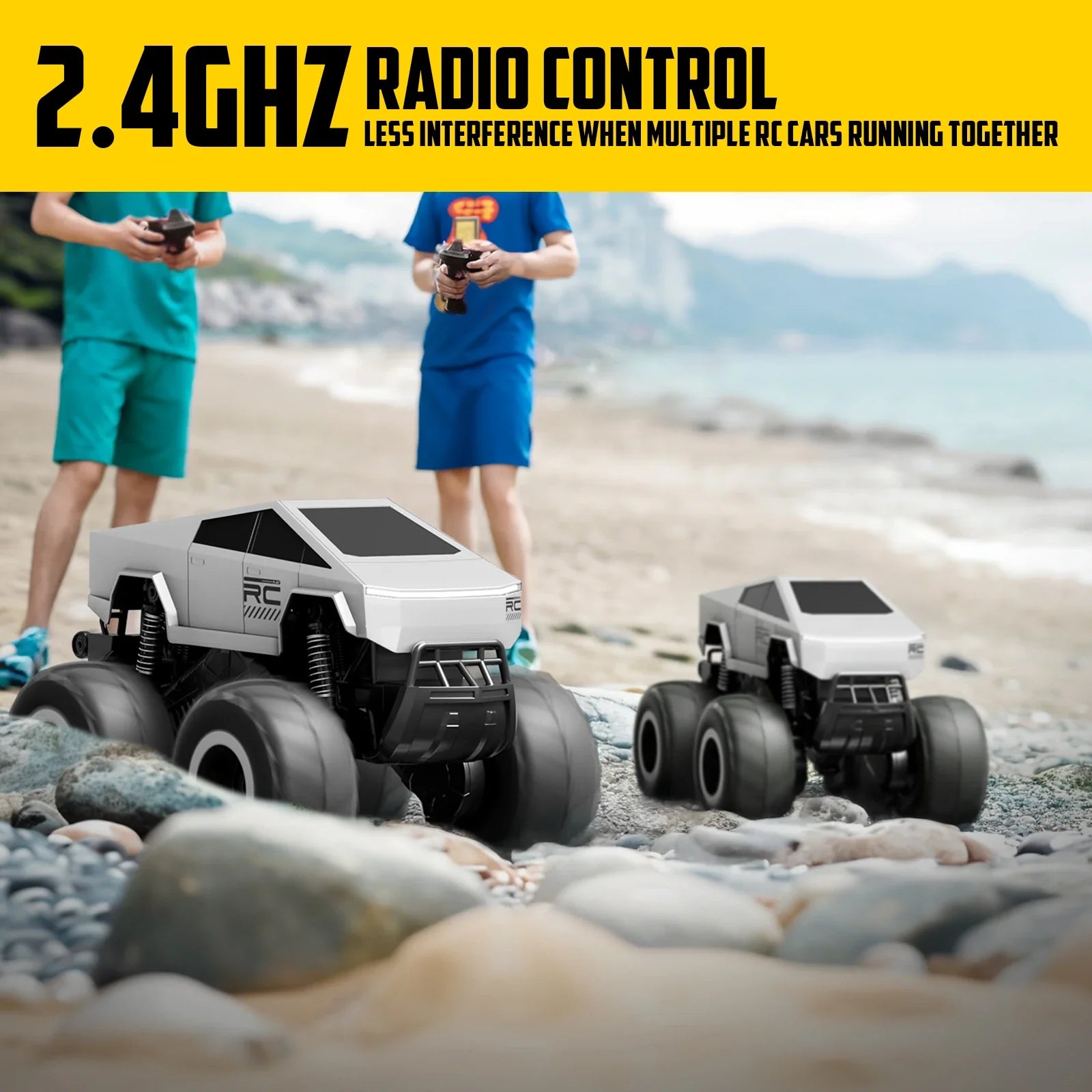 4WD Cybertruck-Inspired RC Truck | Amphibious, 360° Spins, Waterproof