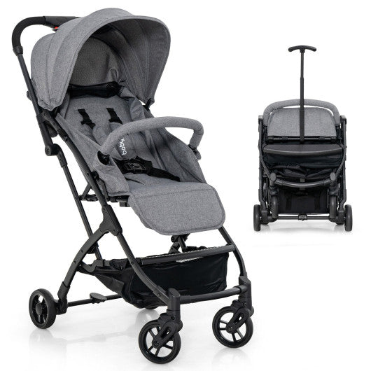 Lightweight Baby Stroller with One-Hand Quick Folding-Gray