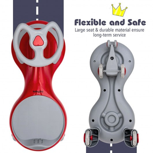 Wiggle Car Ride-on Toy with Flashing Wheels-Red