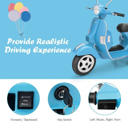 6V Kids Ride on Vespa Scooter Motorcycle with Headlight-Blue