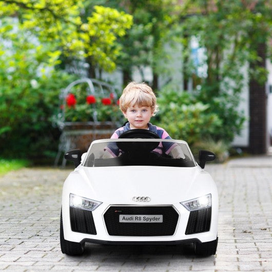 12 V Audi R8 Spyder Licensed Electric Kids Riding Car-White