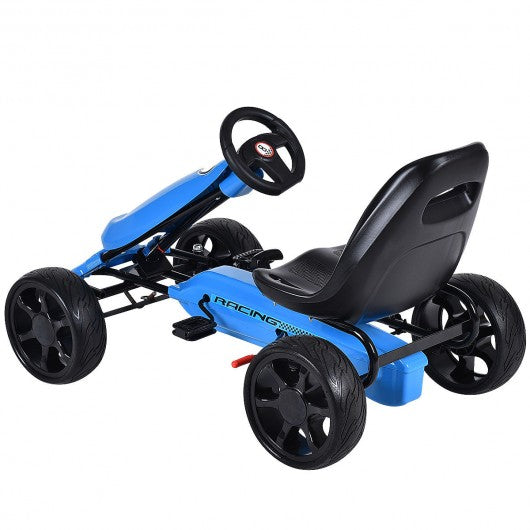 Outdoor Kids 4 Wheel Pedal Powered Riding Kart Car-Navy