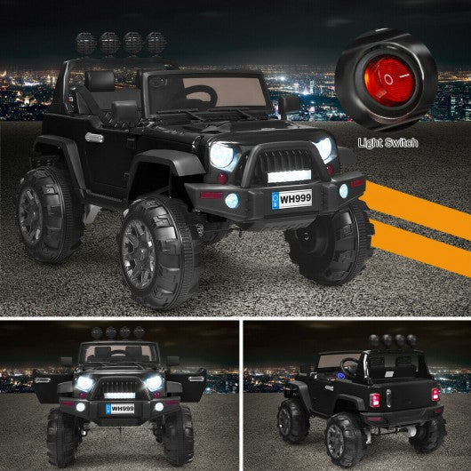 12V Kids Spring Suspension Ride On Truck-Black