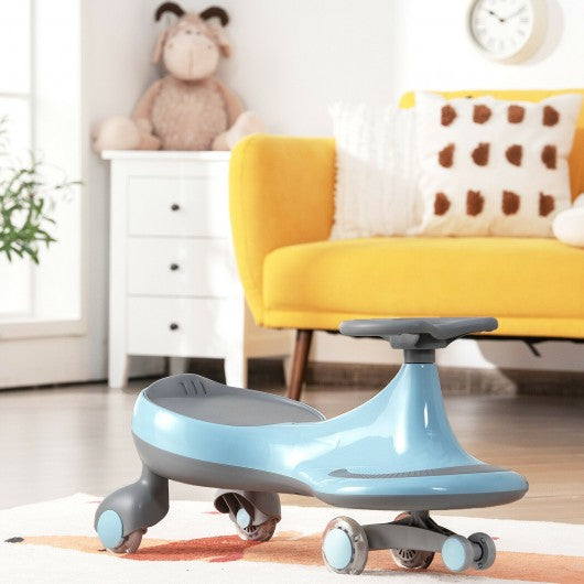 Wiggle Car Ride-on Toy with Flashing Wheels-Blue