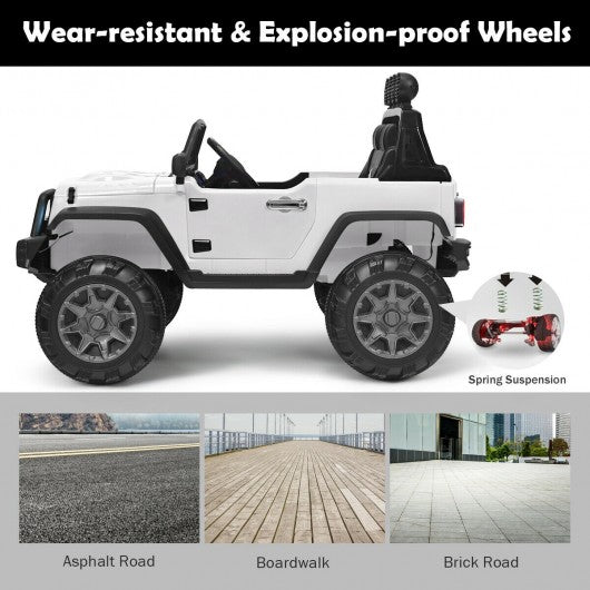 12V Kids Spring Suspension Ride On Truck-White
