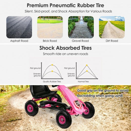 Kids Ride on Car Toy with Adjustable Seat-Pink