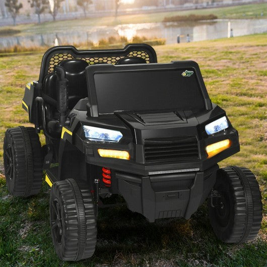 12V Battery Powered Kids Ride On Dumpbed Truck RC-Black