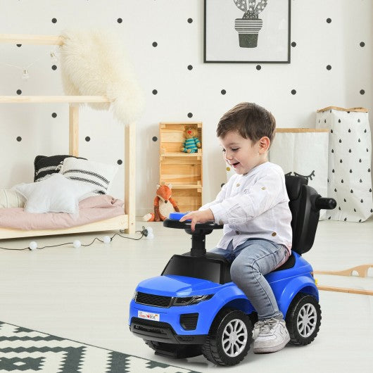 Honey Joy 3 in 1 Ride on Push Car Toddler Stroller Sliding Car with Music-Blue