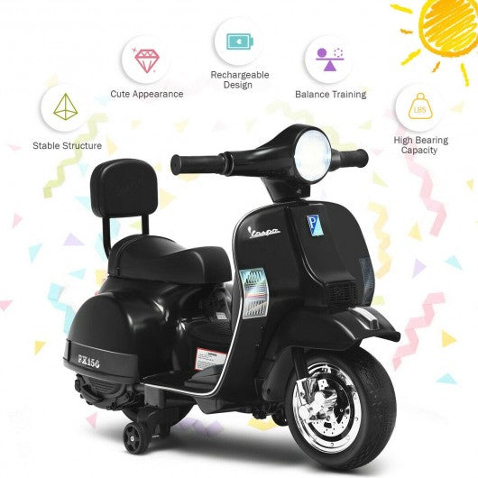 6V Kids Ride On Vespa Scooter Motorcycle for Toddler-Black
