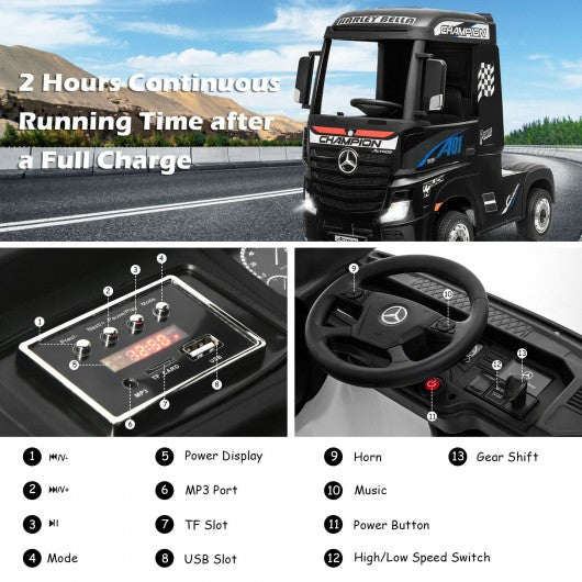 12 V Mercedes Benz Actros Electric Kids Ride on Truck w/ Remote Control & MP3