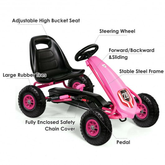 Kids Ride on Car Toy with Adjustable Seat-Pink