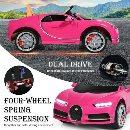 12V Licensed Bugatti Chiron Kids Ride on Car with Storage Box and MP3-Pink