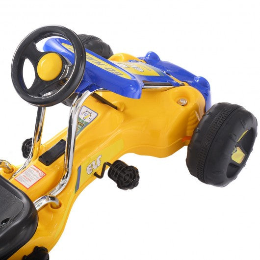 Go Kart Kids Ride Car Pedal Powered Car 4 Wheel Racer Toy Stealth Outdoor-Yellow