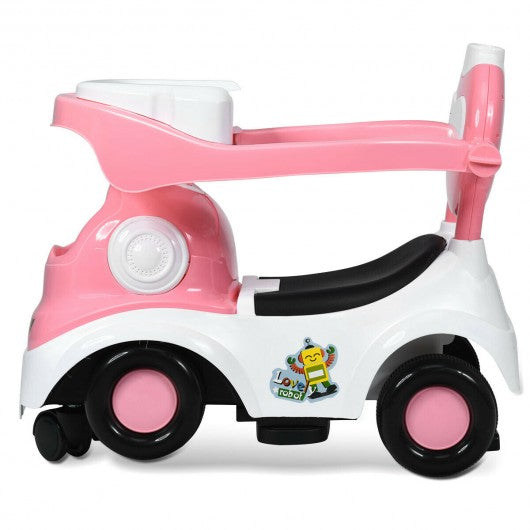 3-in-1 Ride On Push Car with Music Box & Horn-Pink