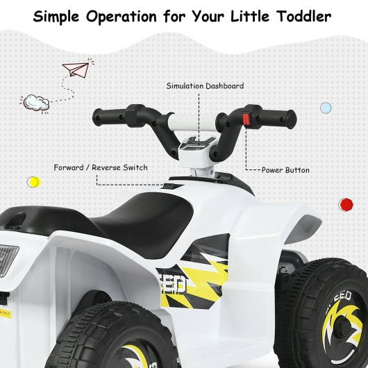 6V Kids Electric ATV 4 Wheels Ride-On Toy -White