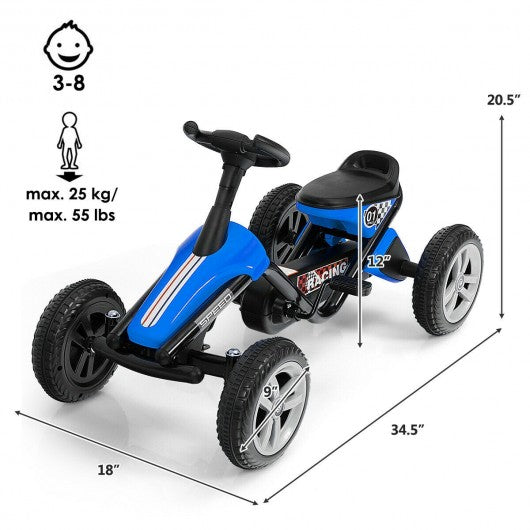 4 Wheel Pedal Powered Ride on Racer Car for Kids-Blue