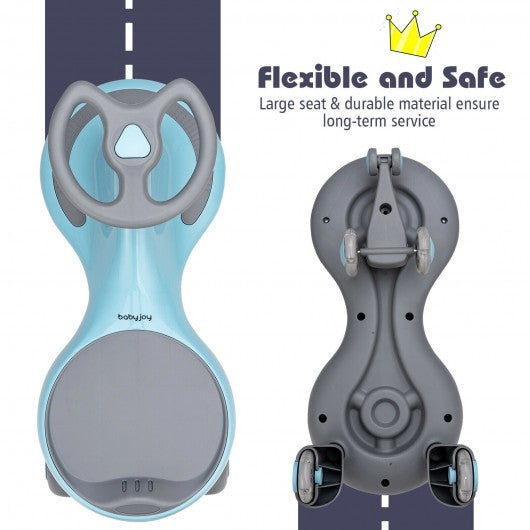 Wiggle Car Ride-on Toy with Flashing Wheels-Blue