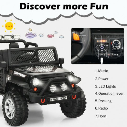 12V Kids Remote Control Electric  Ride On Truck Car with Lights and Music -Black