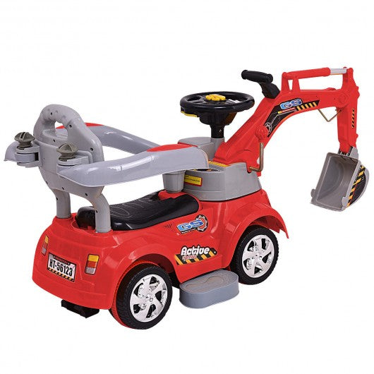 Electric Remote Control Riding Excavator Digger Car-Red