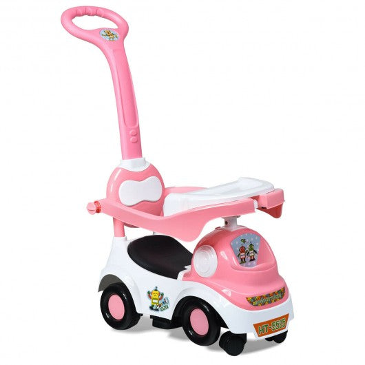 3-in-1 Ride On Push Car with Music Box & Horn-Pink
