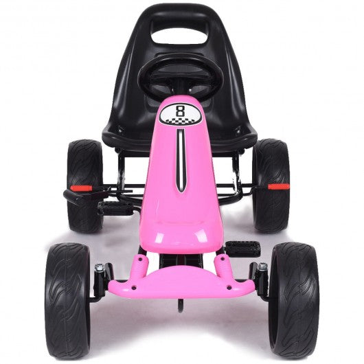 Outdoor Kids 4 Wheel Pedal Powered Riding Kart Car-Pink